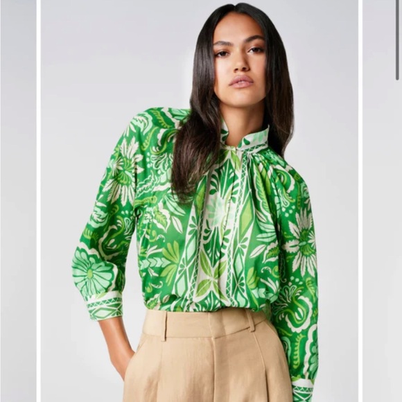 Smythe Green Patterned Blouse - Picture 2 of 5